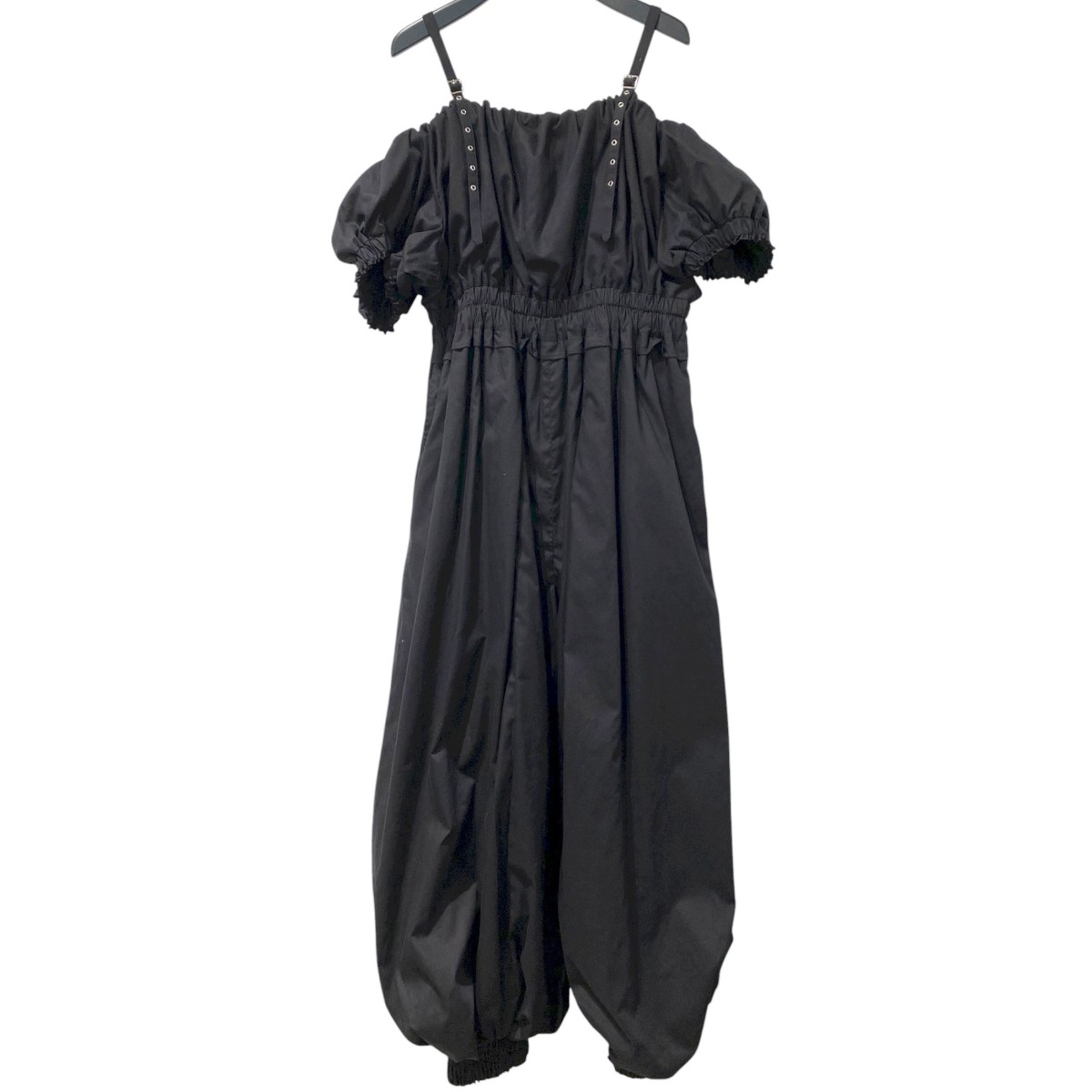 【中古】noir kei ninomiya 25SS パフスリーブドレスオールインワンボリュームワンピースパンツ 黒いこと 大きさ：S 【011025】（ノワールケイニノミヤ）