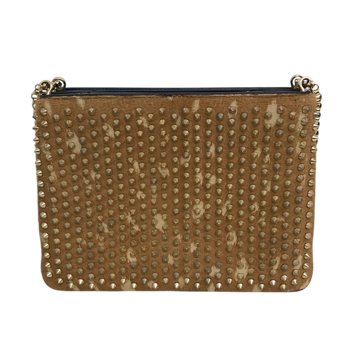 【中古】Christian Louboutin　ショルダーバッグ TRILOUBI LARGE ベージュ&times;ブルー 【300526】（クリスチャンルブタン）｜ブランド古着のカインドオル