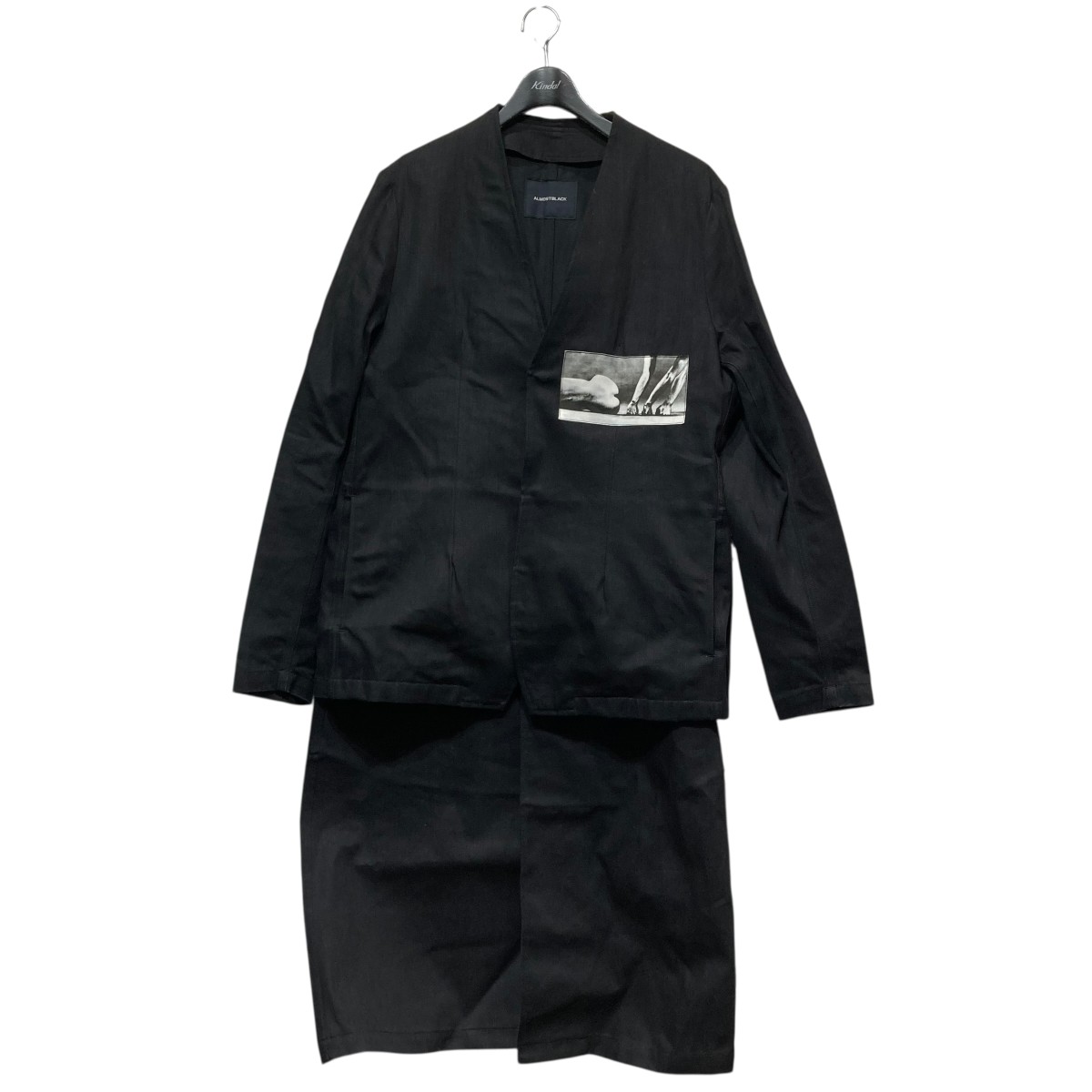 【中古】<br>ALMOSTBLACK<br>レイヤードデニムコート 22AW-C002 WOVEN LAYERD DENIM COAT ブラック サイズ：2<br>【価格見直し】