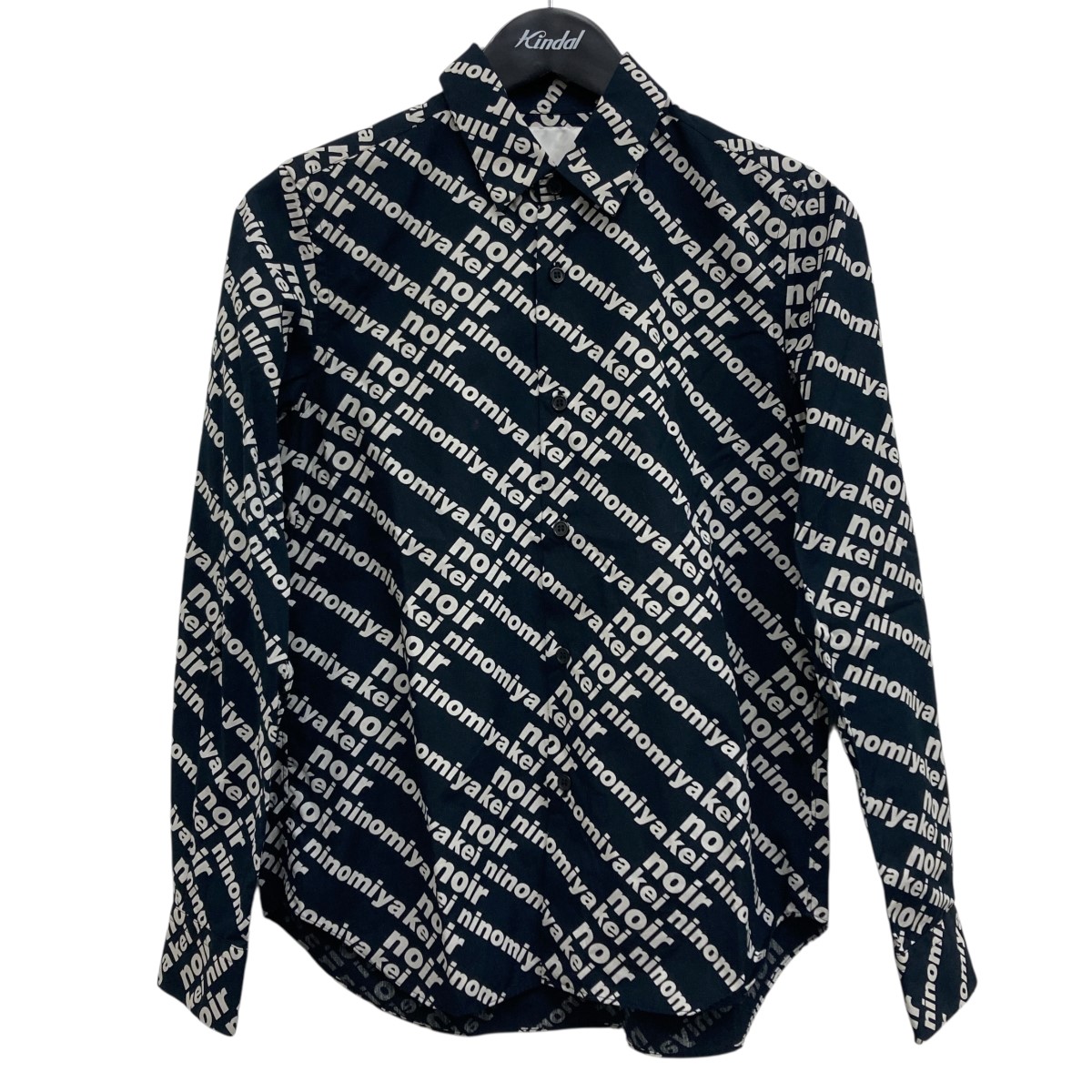 【中古】<br>noir kei ninomiya<br>フルモノグラムロングスリーブシャツ ブラック サイズ：XS<br>【価格見直し】