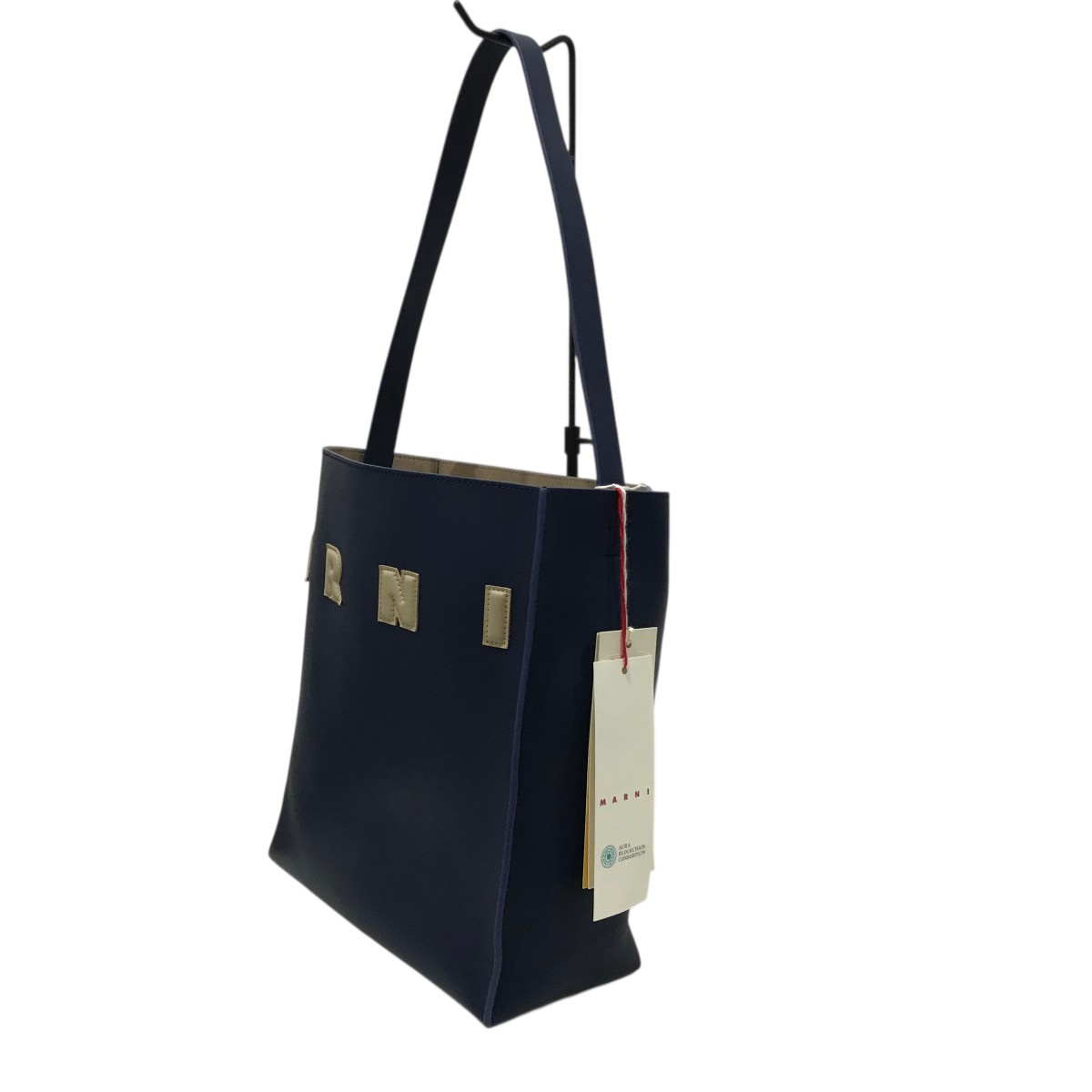 【中古】MARNI ショルダーバッグ SHMP0111U0 【MUSEO HOBO SMALL】 米国海軍×ベージュ 【051025】（マルニ）