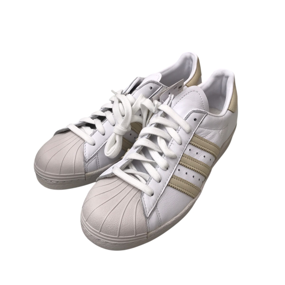 【中古】 adidas スーパースター80s スニーカー CG7085 ホワイト×ベージュ サイズ：26.5cm 【価格見直し】