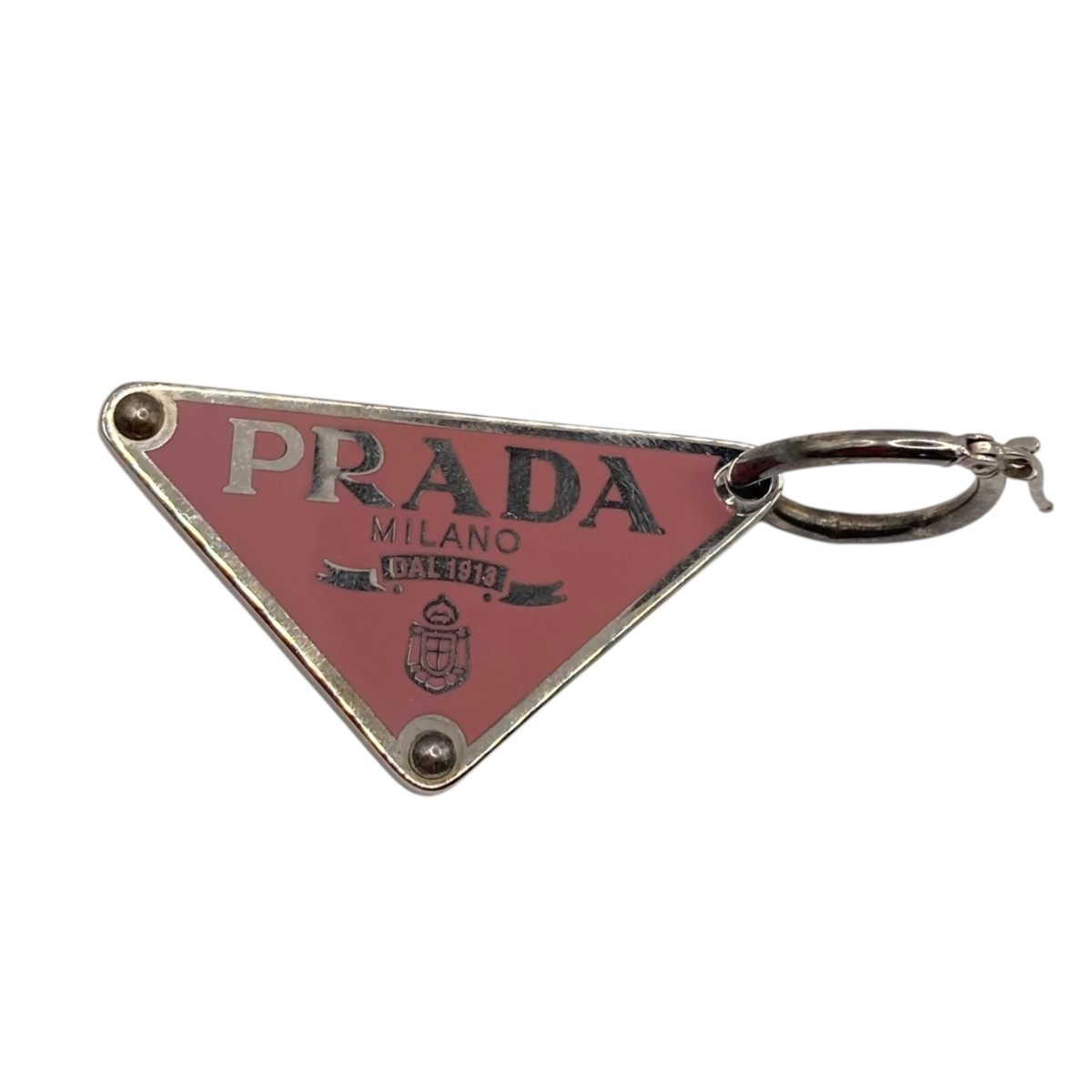 【中古】 PRADA ロゴプレートフープピアス ピンク 【価格見直し】