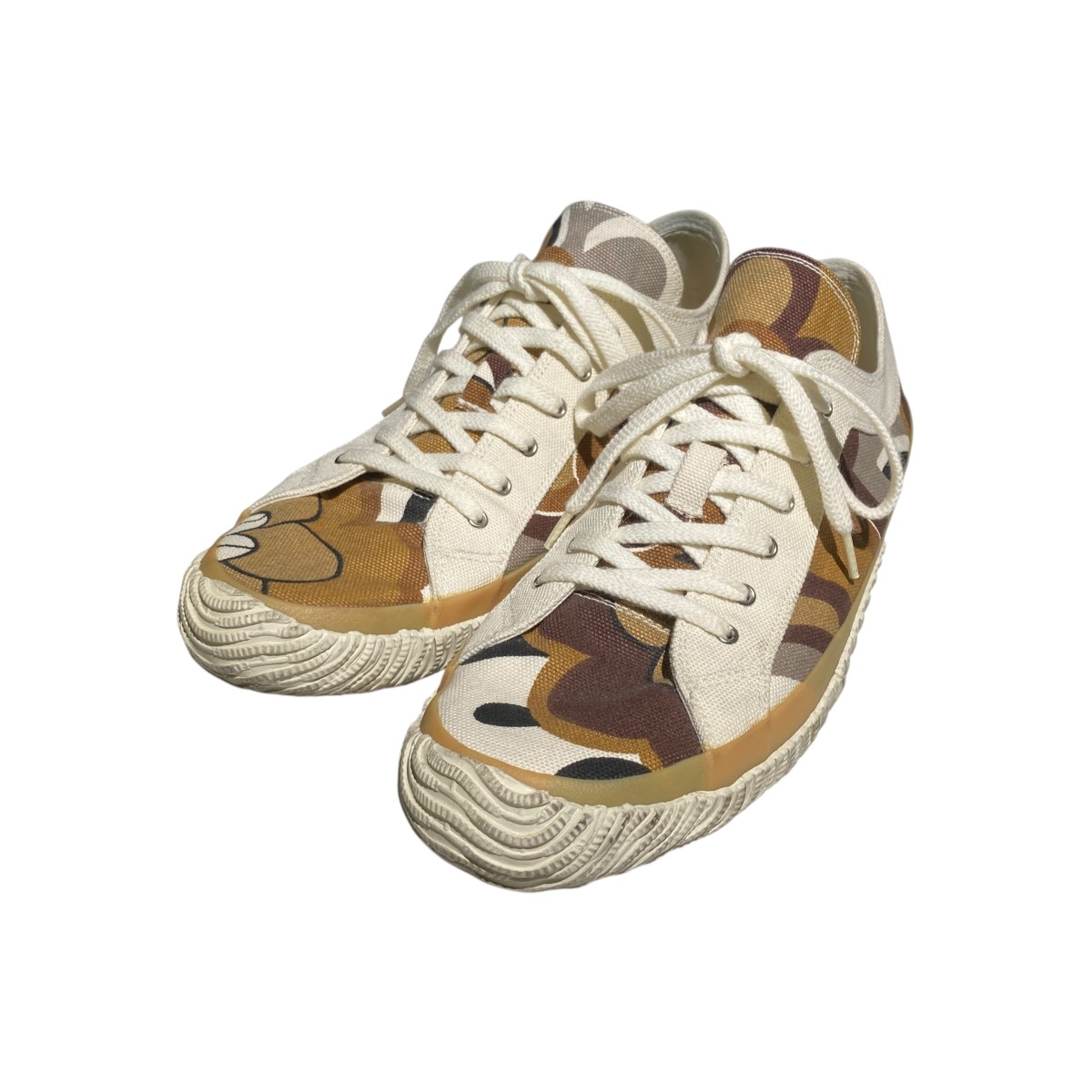 【中古】 SPINGLE MOVE×COMME des GARCONS HOMME PLUS　 06SS 花柄 スニーカー アイボリー サイズ：XL 【081025】（スピングル ムーヴ×コムデギャルソンオムプリュス）