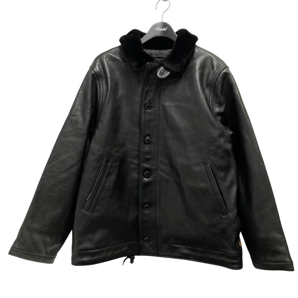【中古】 ALPHA　 LEATHER N-1 DECK JACKET レザージャケット TA1692 001 ブラック サイズ：L 【160426】（アルファ）