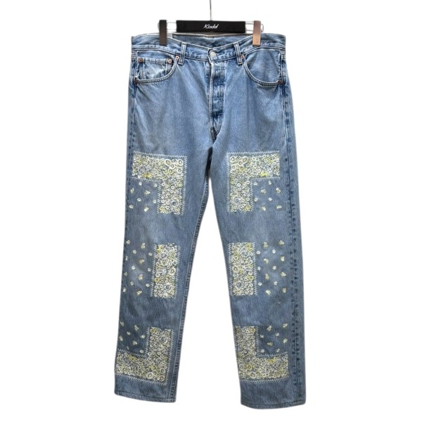 【中古】 NOMA t．d．　 Bandana Embroidery Denim Pants デニムパンツ N35-RE01 ライトブルー サイズ：32 【081025】（ノーマティーディー）