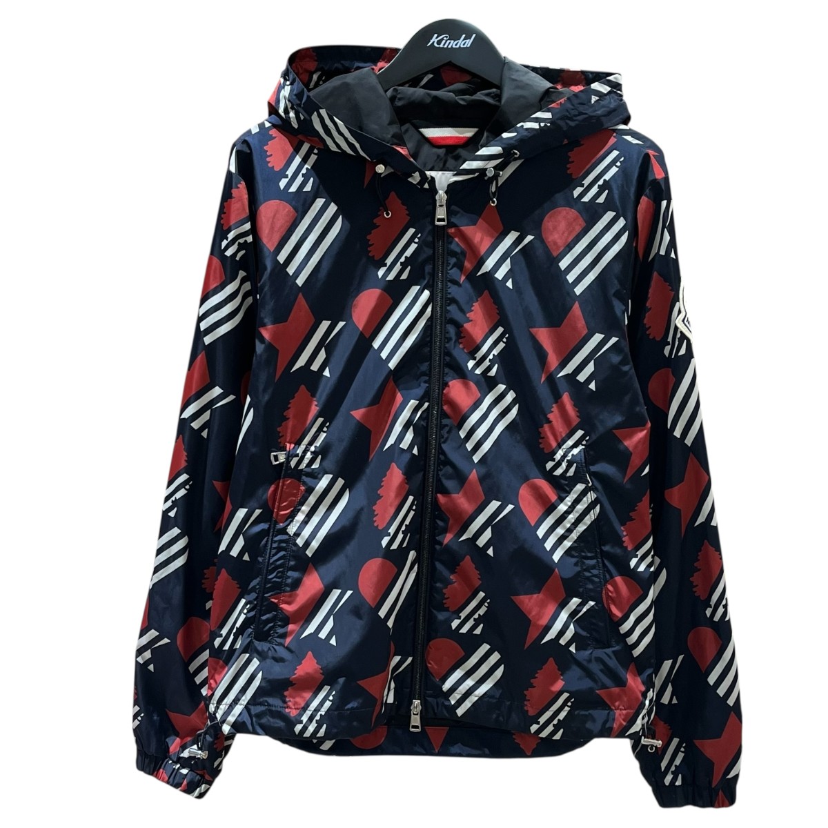 【中古】 MONCLER GENIUS DORFMAN 総柄 ナイロンジャケット E10914113505 ネイビー サイズ：2 【価格見直し】