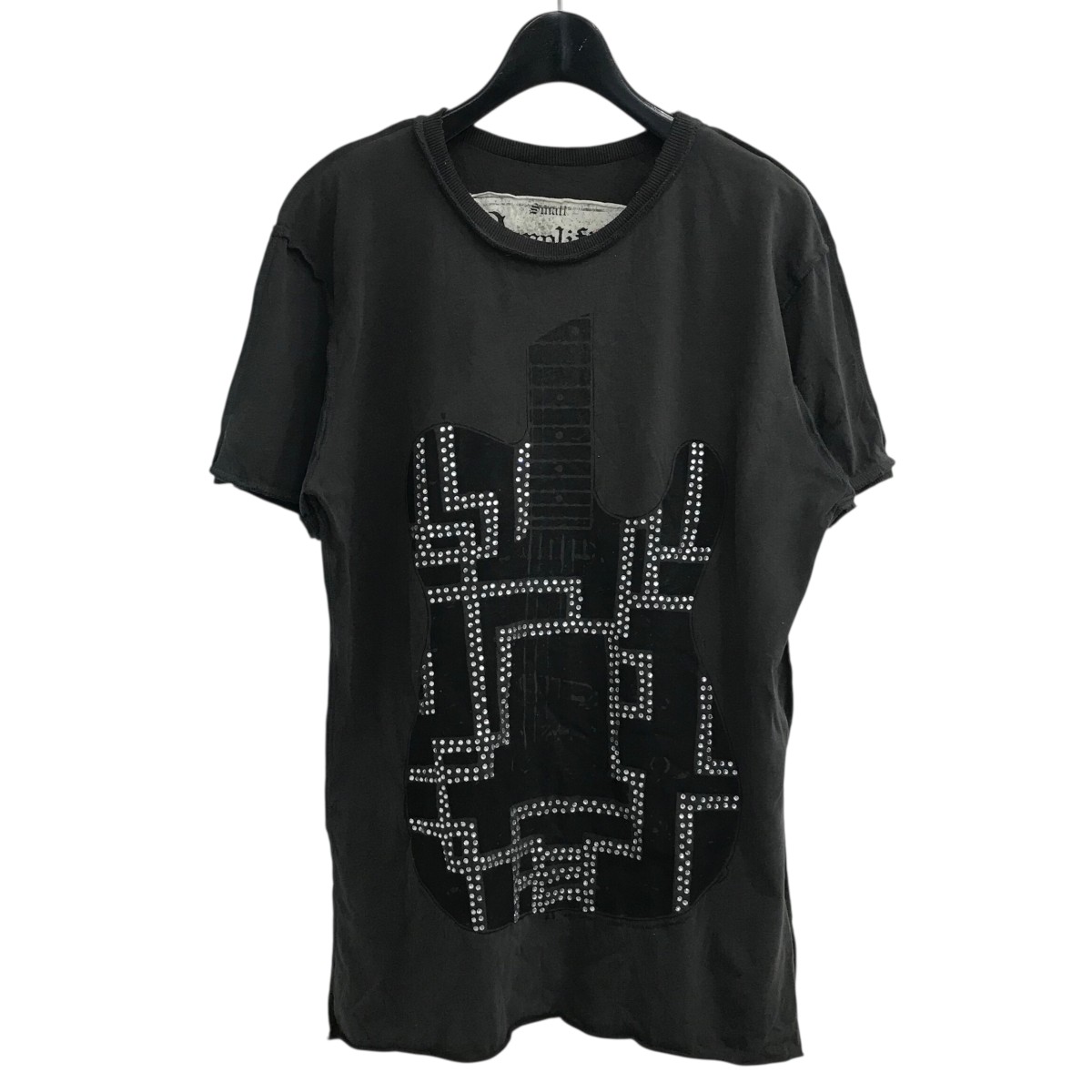 【中古】 AMPLIFIED×布袋寅泰 「30周年記念」 ラインストーンプリントTシャツ チャコールグレー サイズ：S 【価格見直し】