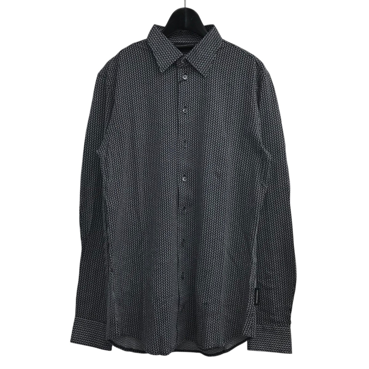 【中古】 EMPORIO ARMANI 総柄シャツ 21SS0L 213F0 ネイビー×ホワイト サイズ：S 【価格見直し】