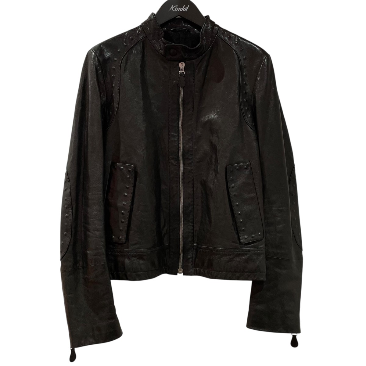 イタリア製 BOTTEGA VENETA レザー ダブル ライダース ジャケット 中古・古着通販】BOTTEGA VENETA (ボッテガベネタ) カーフレザー