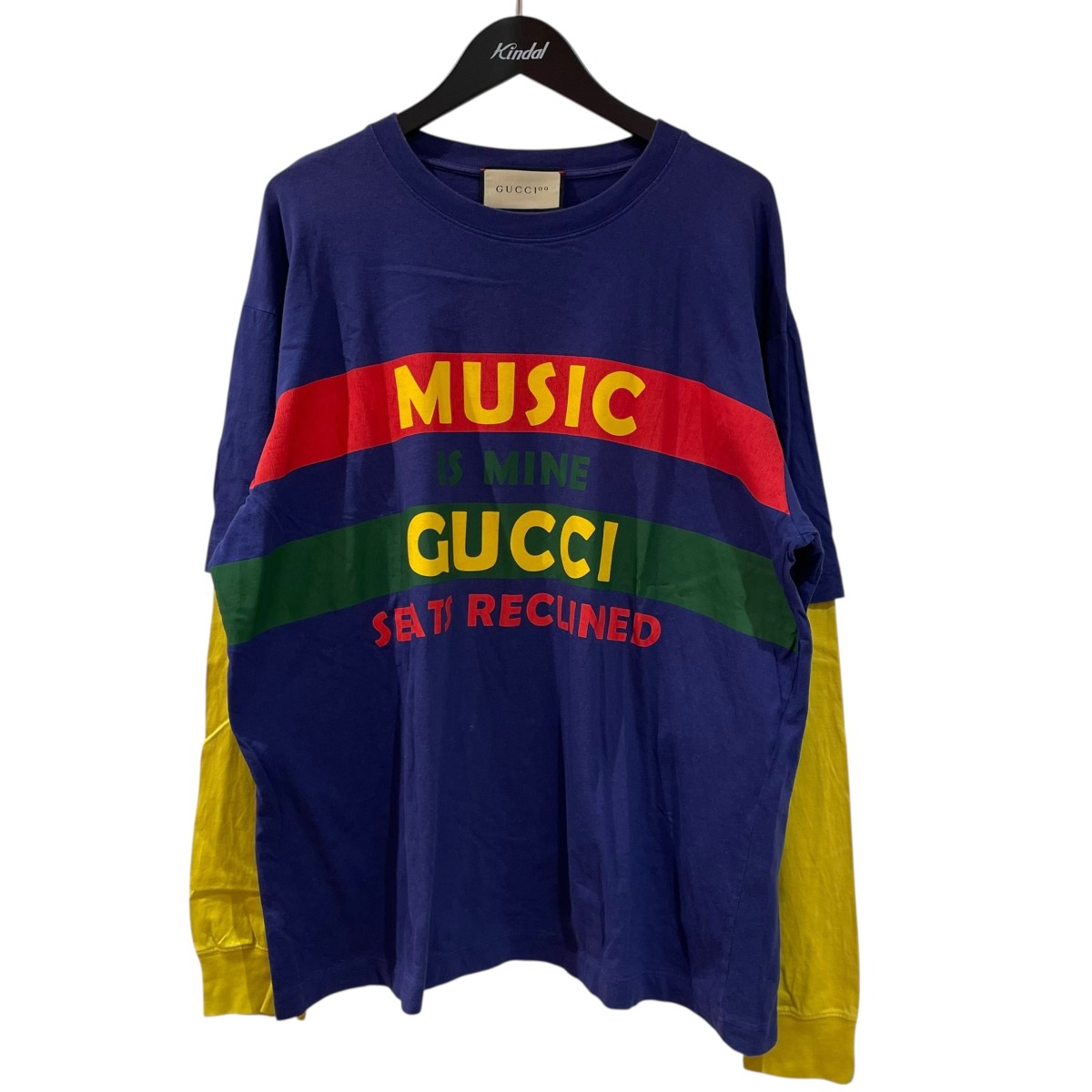 【中古】 GUCCI 100周年記念プリント 長袖Tシャツ 677425 パープル サイズ：L 【価格見直し】