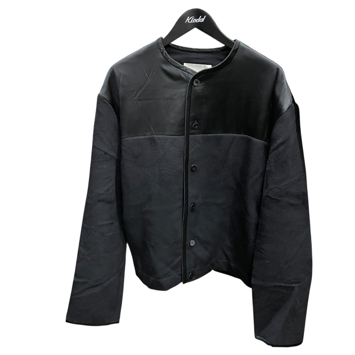 【中古】JIL SANDER+Panelled Fleece ノーカラージャケット J47BN0180 ブラック サイズ：46【価格見直し】｜ブランド古着のカインドオル