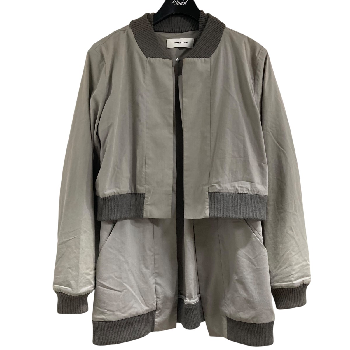 【中古】 RONI ILAN レイヤードデザインブルゾン グレー サイズ：L 【価格見直し】