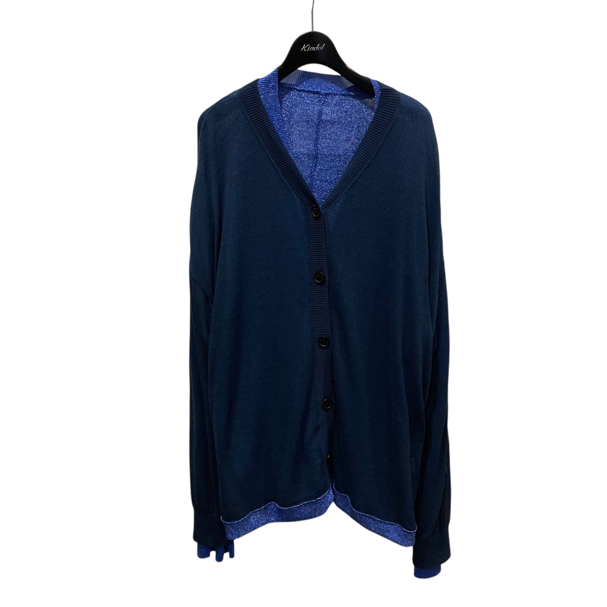 【中古】 DAIRIKU 25SS Docking Lame Cotton Cardigan Knit ラメレイヤードカーディガン 25SS KNT6 ネイビー サイズ：M 【価格見直し】