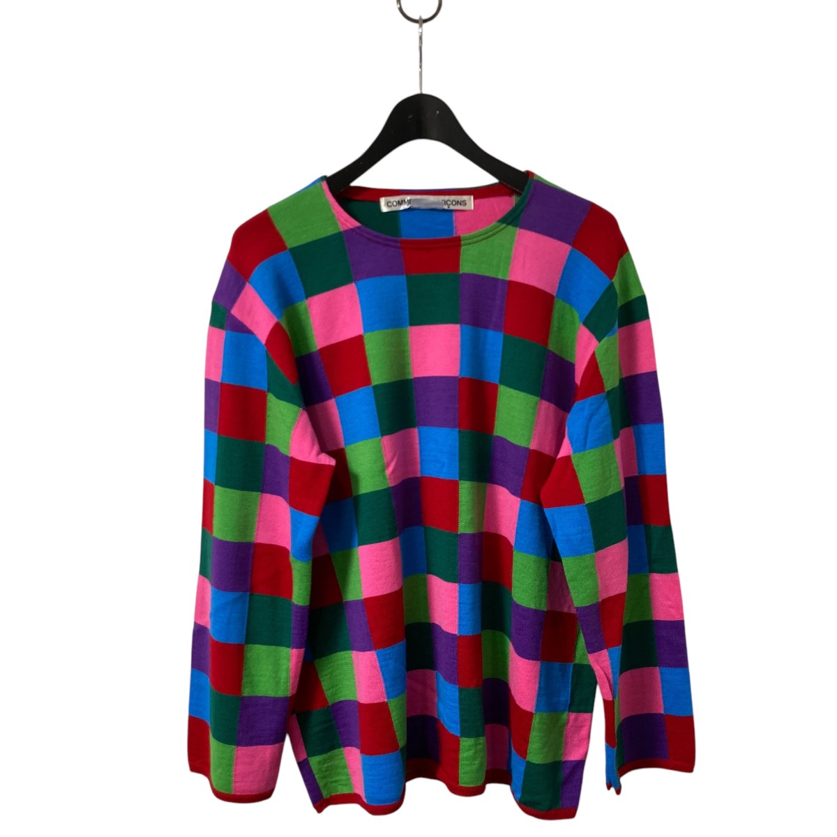 【中古】 COMME des GARCONS 24SS チェックジャガードプルオーバーニット オーバーニット GM N005 ピンク サイズ：XS 【価格見直し】