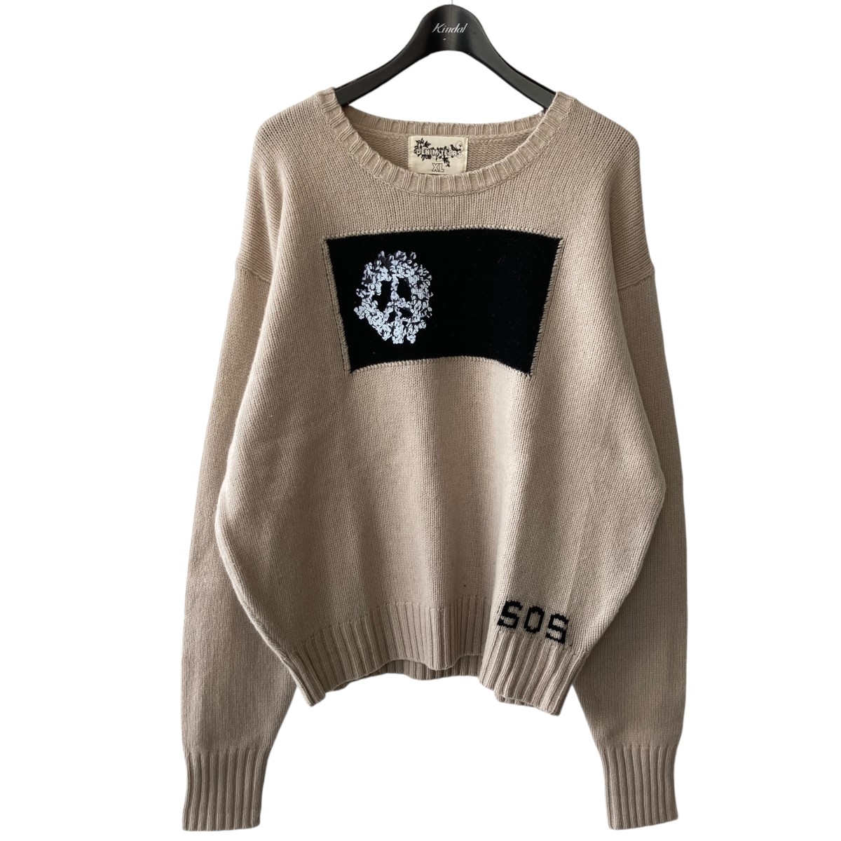 【中古】\u003cBR\u003eDenim Tears×Virgil abloh\u003cBR\u003eS．O．S Sweater 編み物スウェーター 象牙色 大いさ：XL\u003cBR\u003e【必要経費思いかえす】 トップス-ニット・セーター