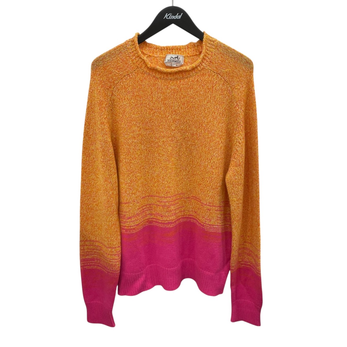 【中古】 HERMES mouline ombre グラデーション カシミヤ ニット オレンジ×ピンク サイズ：L 【価格見直し】