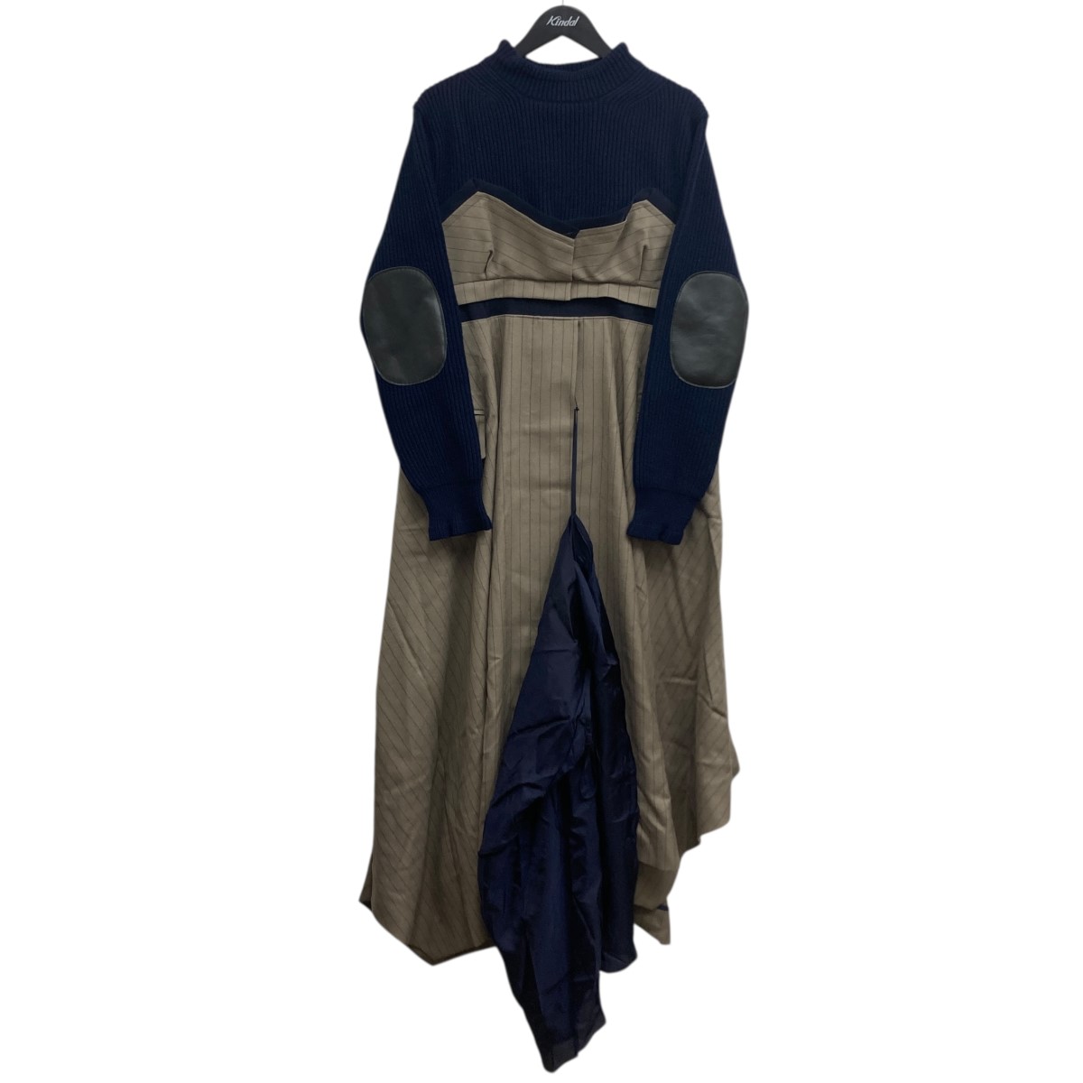 【中古】 sacai ニットドッキングストライプワンピース 22-06327 ベージュ×ネイビー サイズ：3 【価格見直し】 29,029円