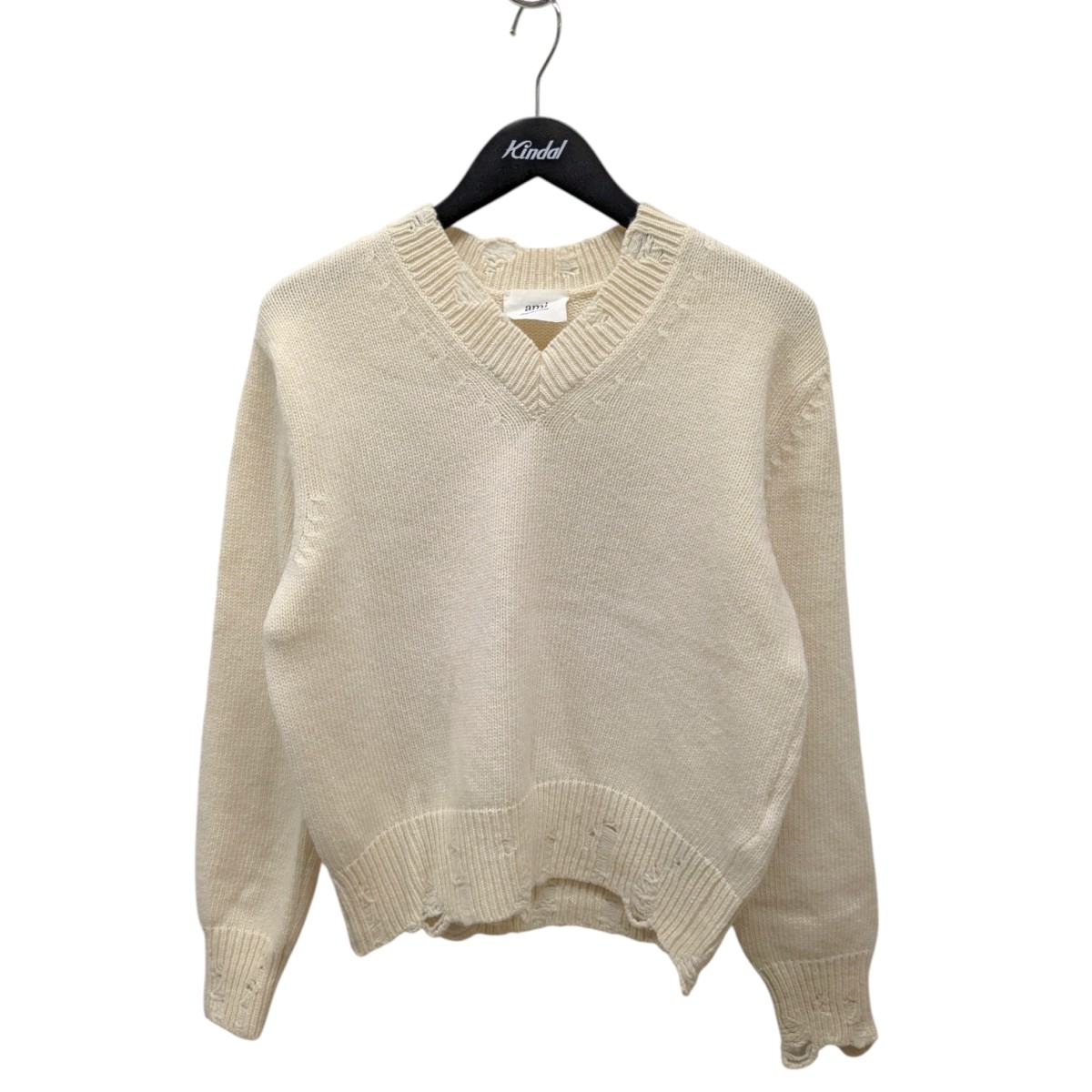 【中古】 AMI Alexandre Mattiussi Vネックニット UKS227．KN0016 アイボリー サイズ：XXS 【価格見直し】