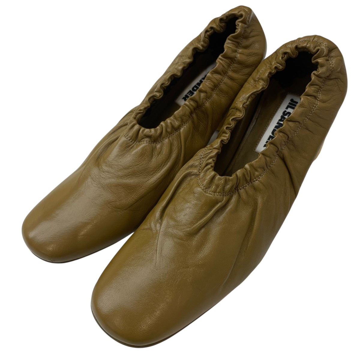 【中古】 JIL SANDER チャンキーヒールギャザー パンプス ブラウン サイズ：36 【価格見直し】