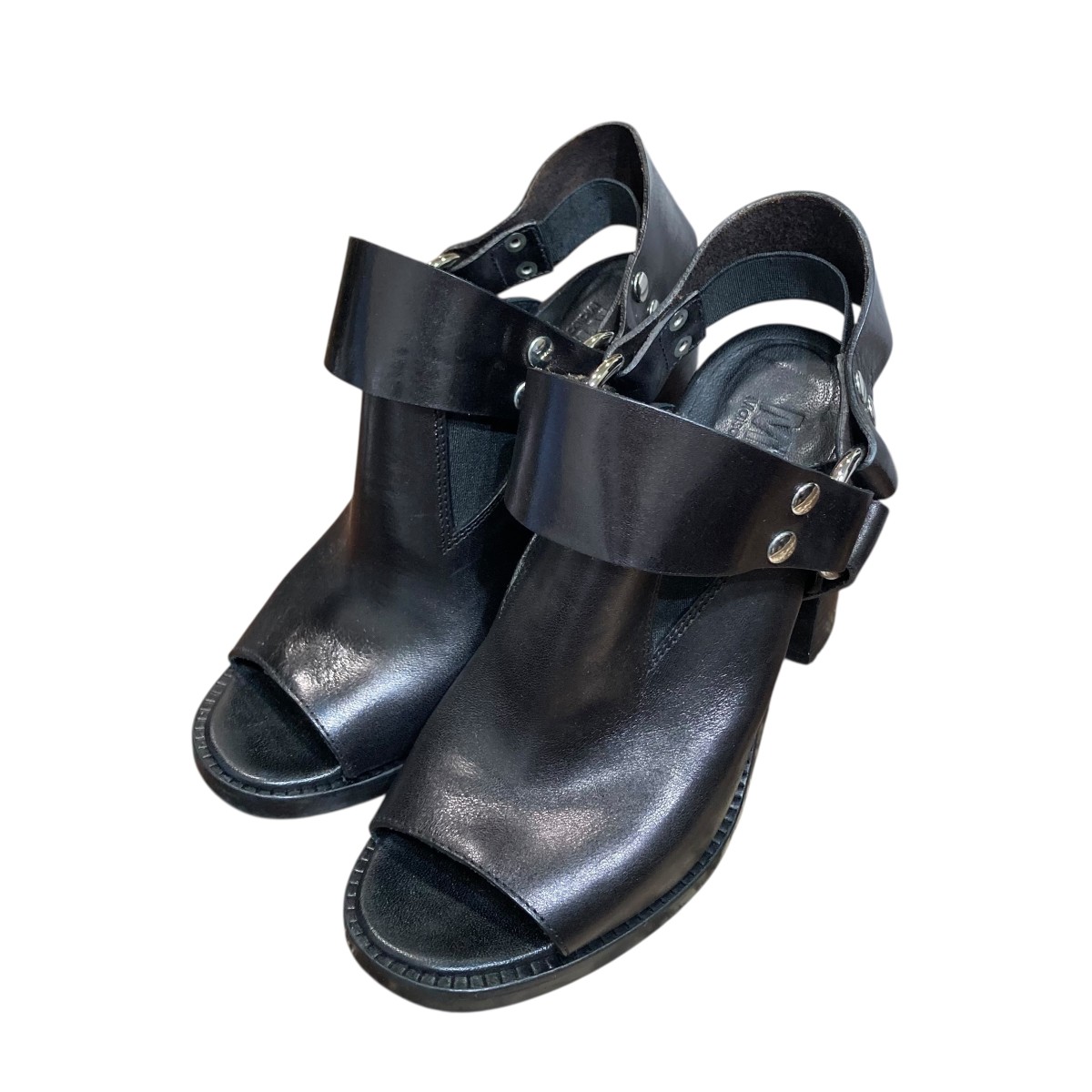 【中古】 MM6 Maison Margiela オープントゥリングヒールサンダル S59WP0016 ブラック サイズ：36 1/2 【価格見直し】