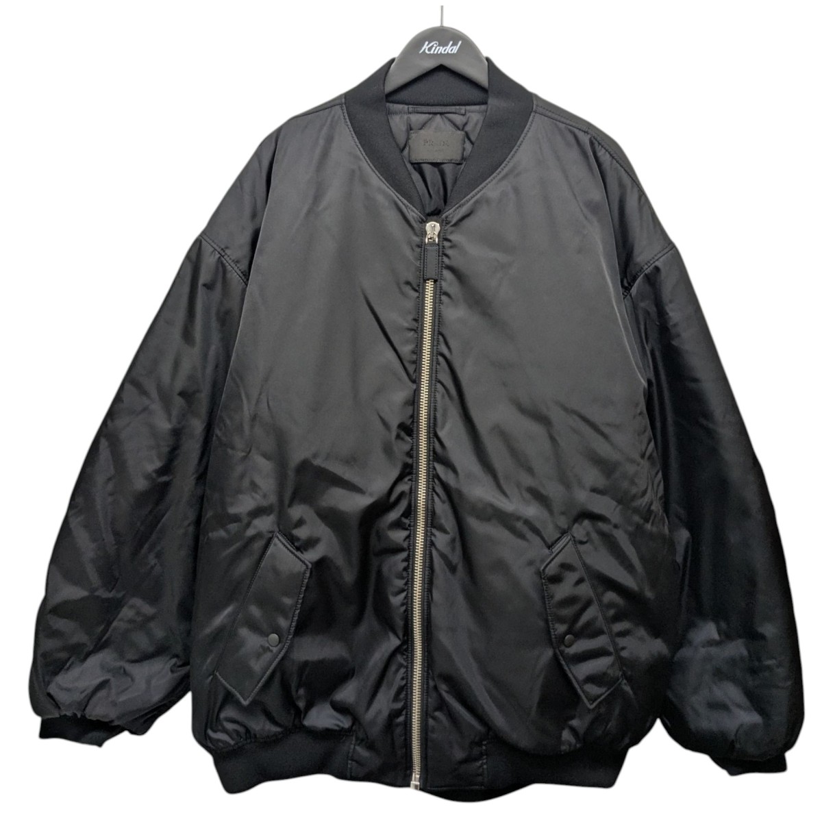 PRADA ブラック ナイロン　ma-1 PRADA (プラダ) NYLON MA-1トライアングルロゴ ナイロン