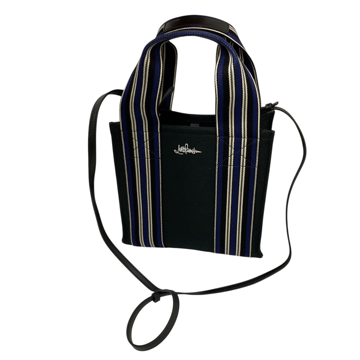 【中古】 LORO PIANA×HIROSHI FUJIWARA　 SUITCASE STRIPE CUBE PICCW LADIES 2WAYバッグ ネイビー×ブラック サイズ：- 【070426】（ロロ・ピアーナ×藤原ヒロシ）