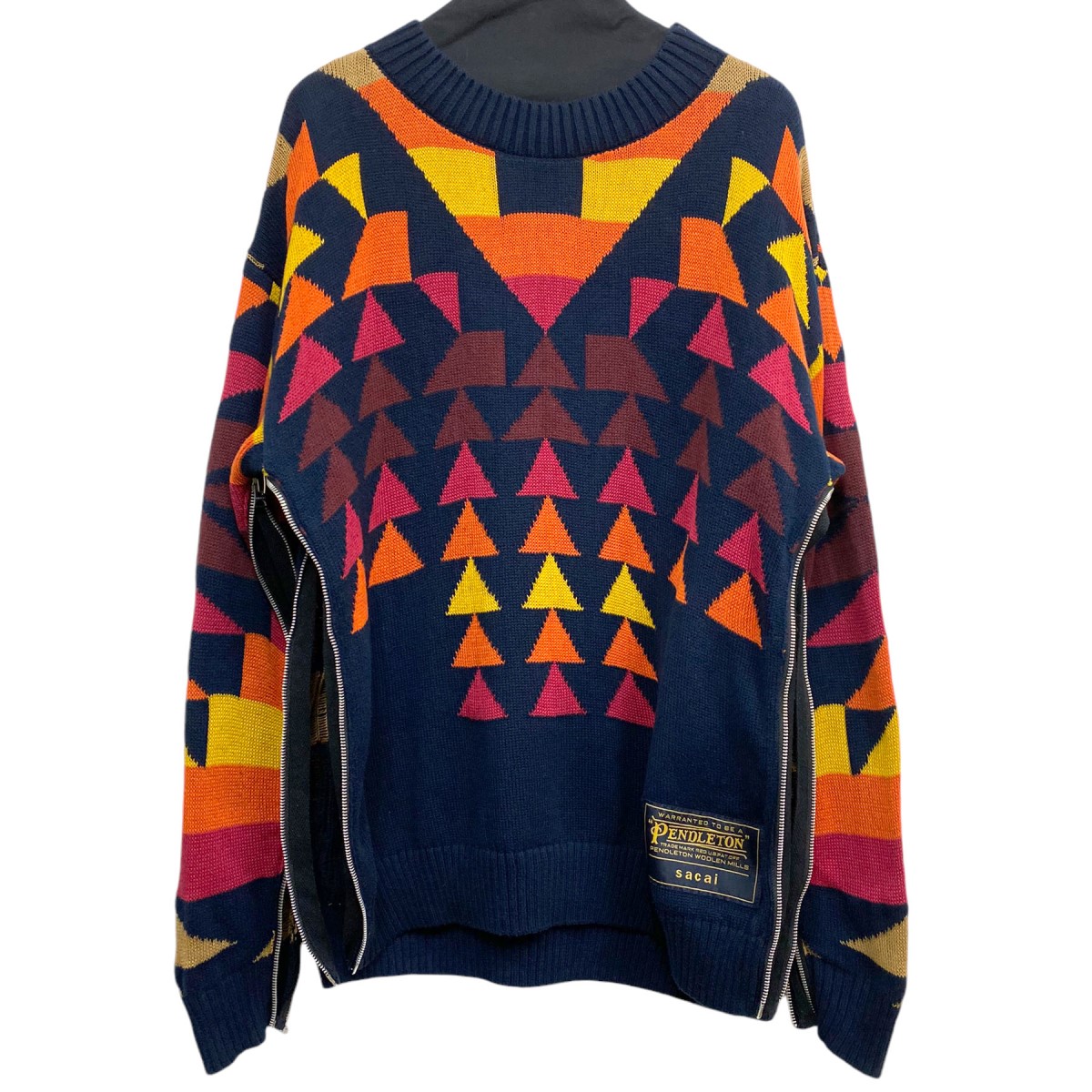 【中古】sacai PENDLETON 19AW PULLOVER SWEATER SIDE ZIPサイドジップデザインニットセーター 米国海軍 大きさ：1(厚地の外套大きさ) 【271025】（サカイ ペンドルトン）