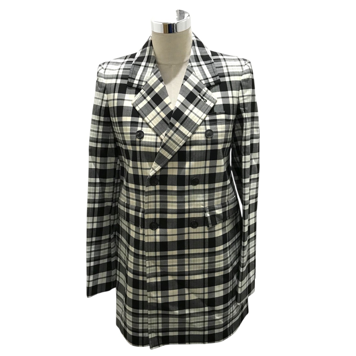 【中古】 BALENCIAGA　 ダブルブレストチェックコート 528625 ブラック×ホワイト サイズ：34 【291025】（バレンシアガ） 36,108円