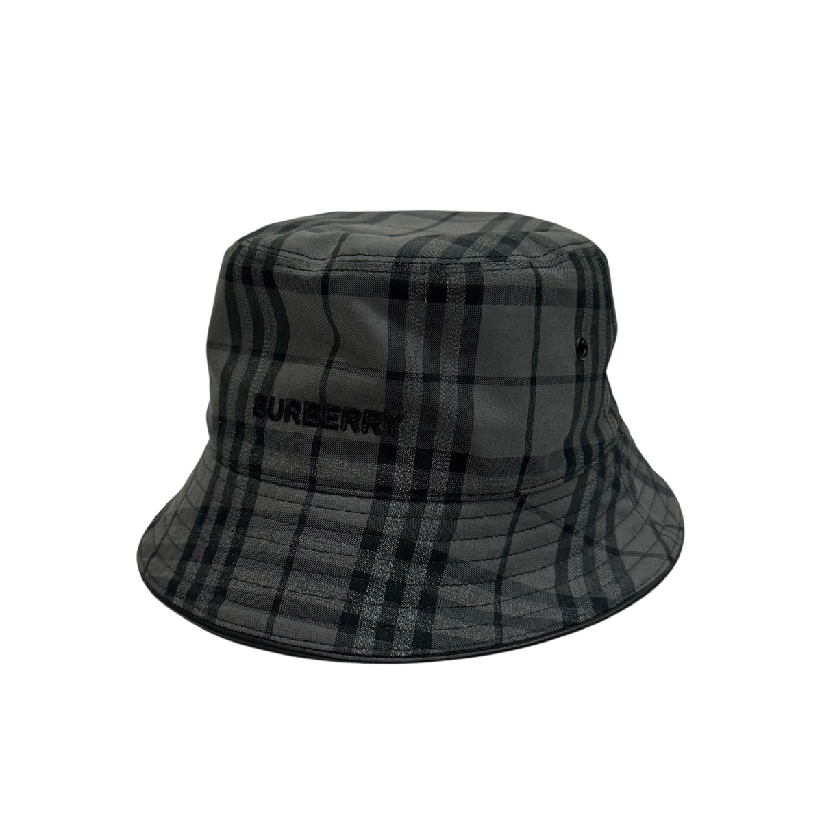 【中古】 BURBERRY チェック バケットハット 8057102 グレー×ブラック サイズ：L 【価格見直し】 12,874円