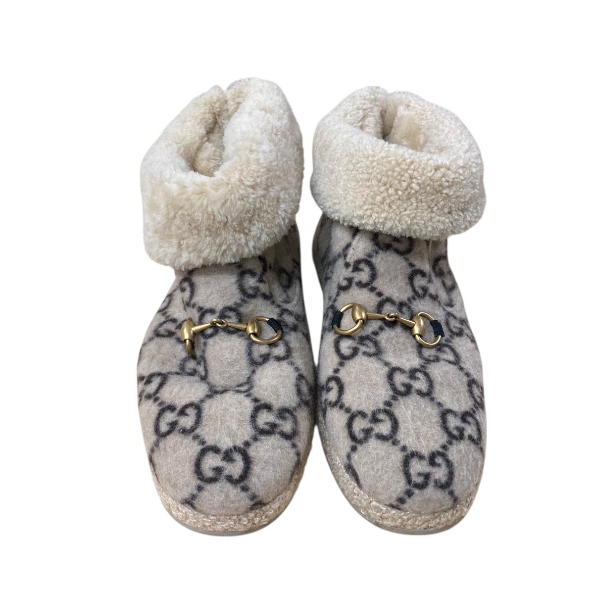【中古】<br>GUCCI<br>GGスプリームホースビットボアブーツ ブラウン サイズ：9 1/2<br>【価格見直し】