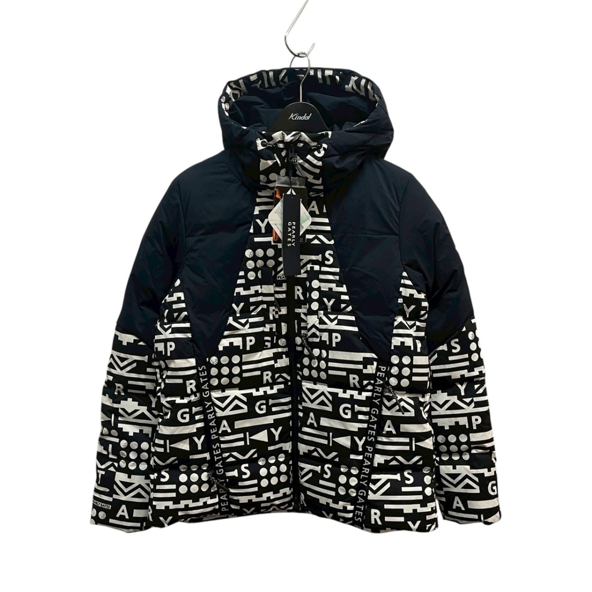 【中古】 PEARLY GATES ナイロンストレッチポプリンブルゾン 中綿ジャケット 055-2220106 ブラック×ホワイト サイズ：0 【価格見直し】