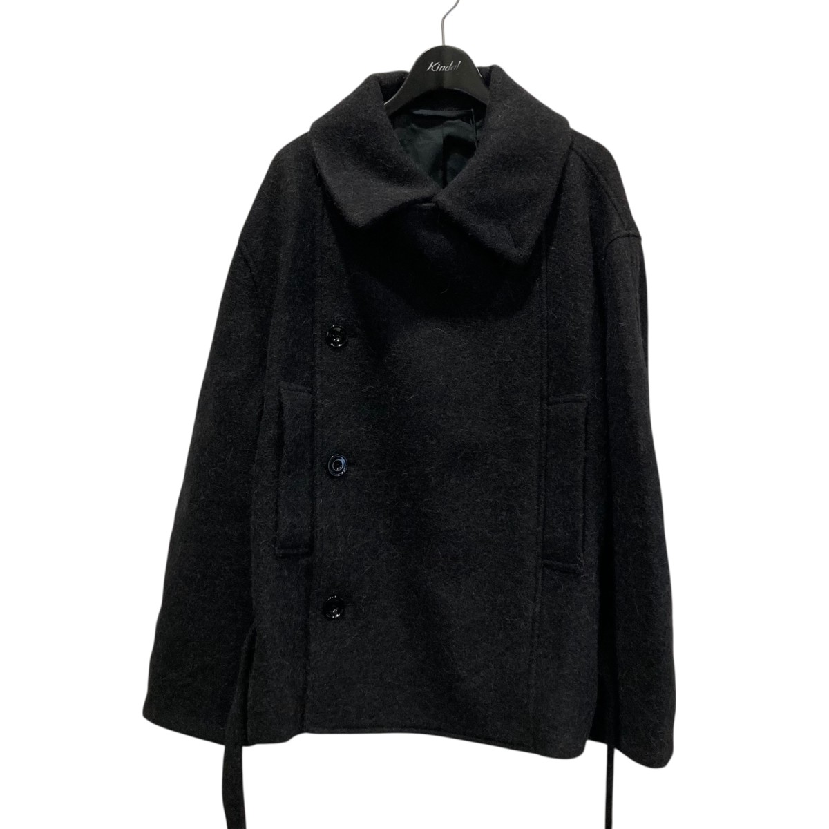 【中古】 LEMAIRE Short asymmetrical bathrobe coat ショートアシンメトリーバスローブコート ブラック サイズ：36 【価格見直し】