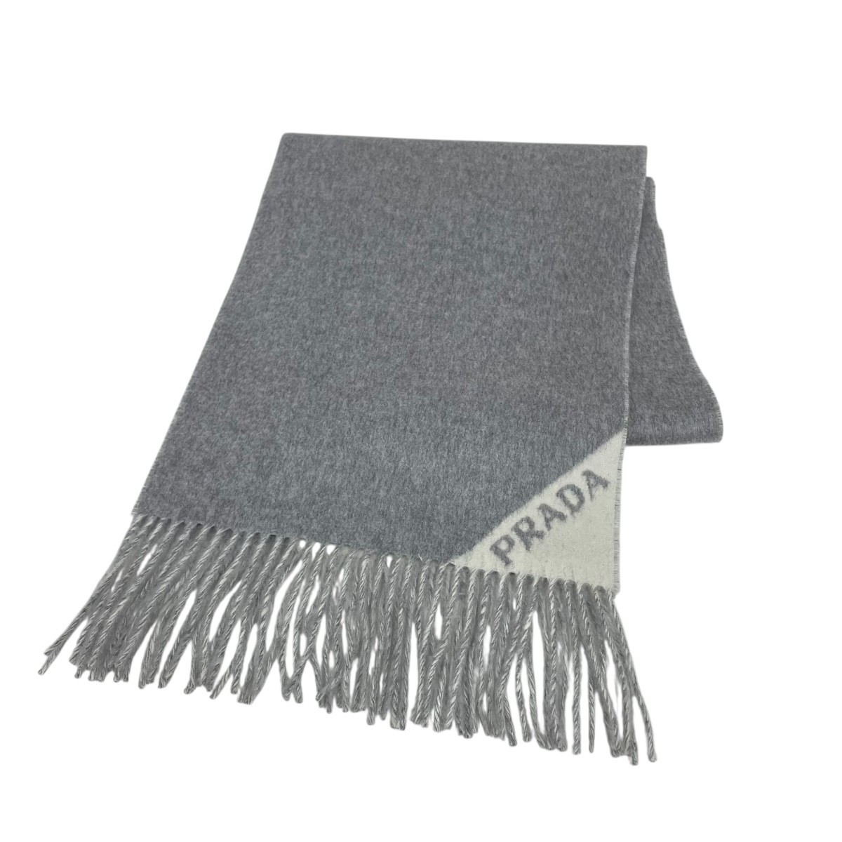 楽天市場】【アパレル】PRADA プラダ マフラー ロゴ カシミヤ グレー
