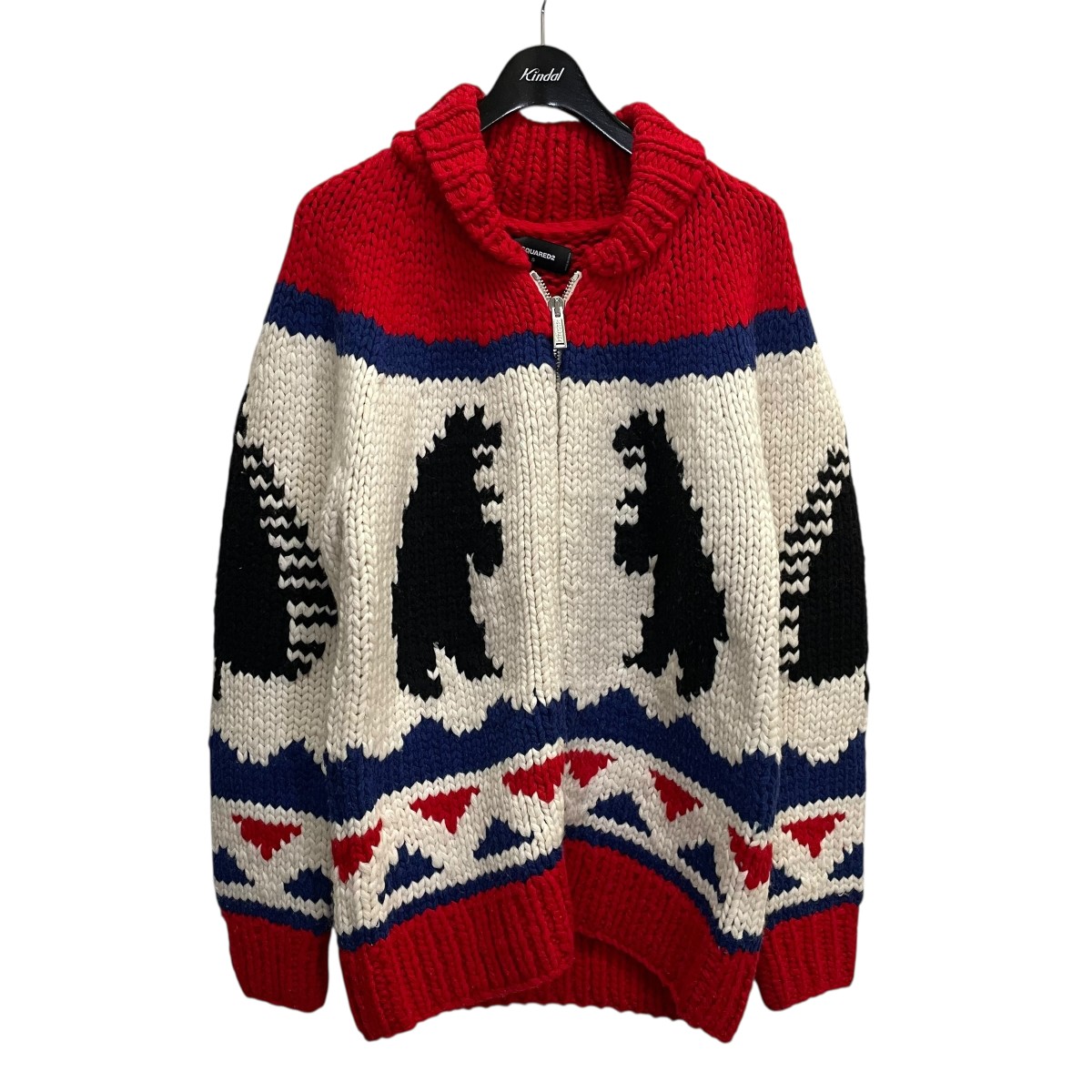 【中古】DSQUARED2ニットジャケット S71HA1098 ホワイト×レッド サイズ:S【価格見直し】|ブランド古着のカインドオル