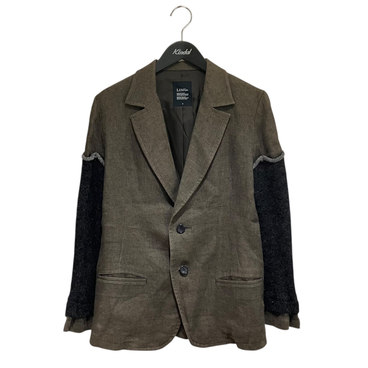 【中古】 LIMI feu 袖ニット切り替え 切替ジャケット TC-J03-300 ブラウン サイズ：S 【価格見直し】