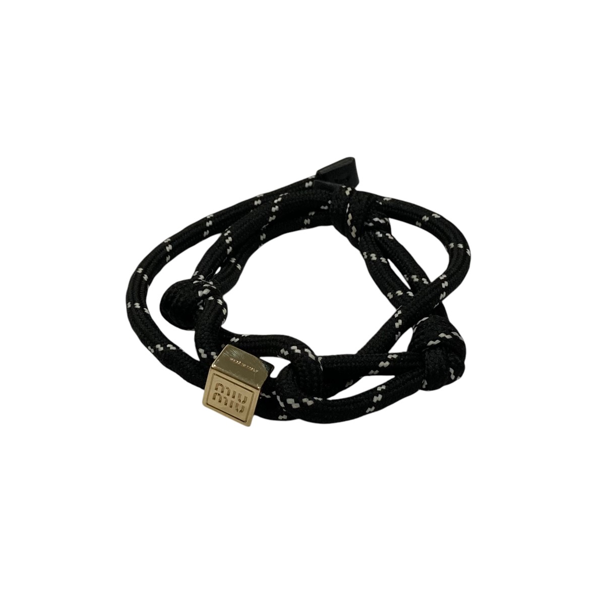 MIU MIU ブラックレザーブレスレット miu MIU ミュウ ブレスレット アクセサリー ロゴレザーブレスレット