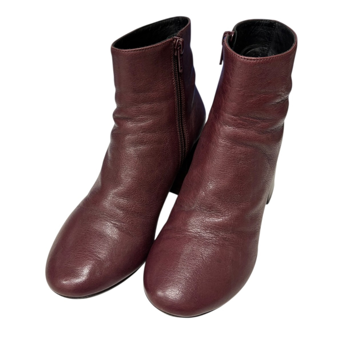 【中古】<br>MM6 Maison Margiela<br>チャンキーヒール ショートブーツ S59WU0040 ブラウン サイズ：36<br>【価格見直し】