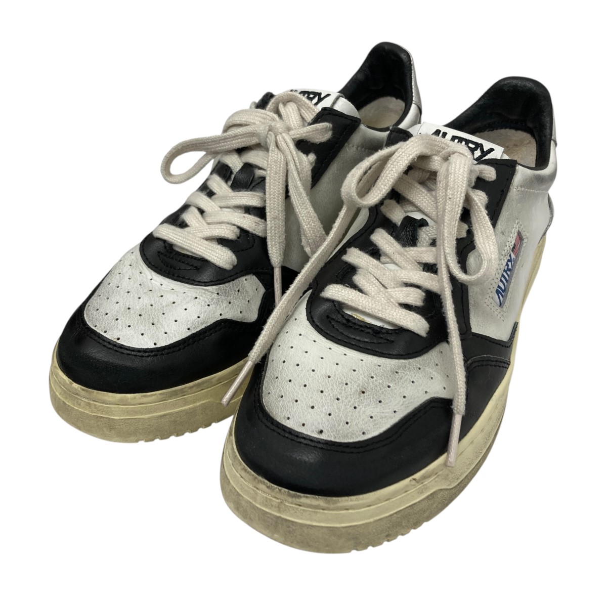 【中古】 AUTRY ビンテージ加工スニーカー ブラック×ホワイト サイズ:42 【価格見直し】