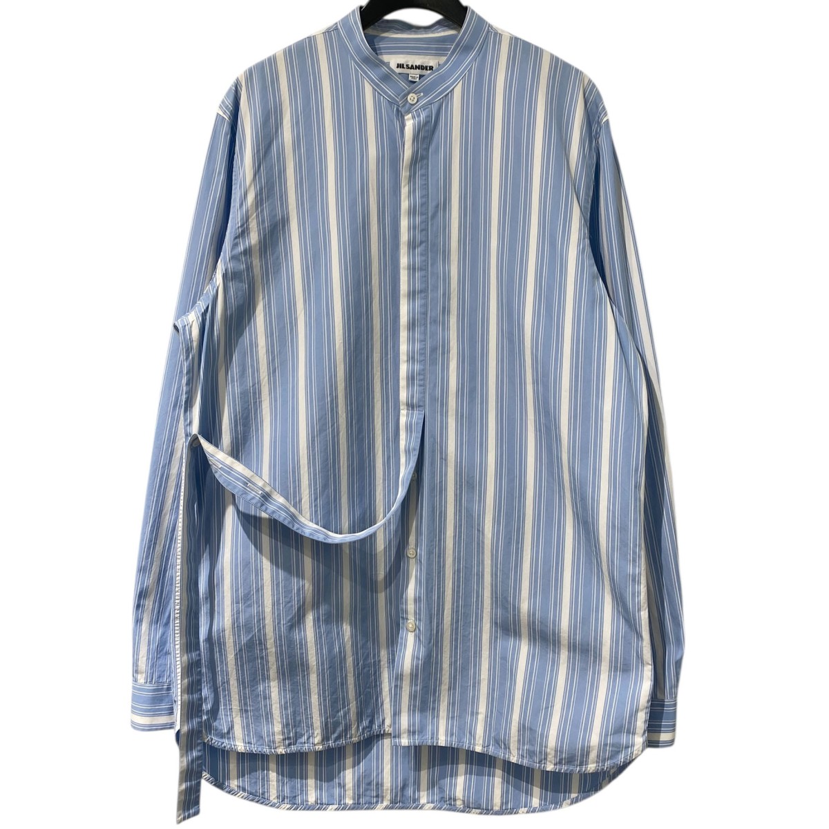 【中古】 JIL SANDER　 Strap Mandarin Collar Shirtストラップマンダリンカラーシャツ ブルー×ホワイト サイズ：40 【011125】（ジルサンダー）