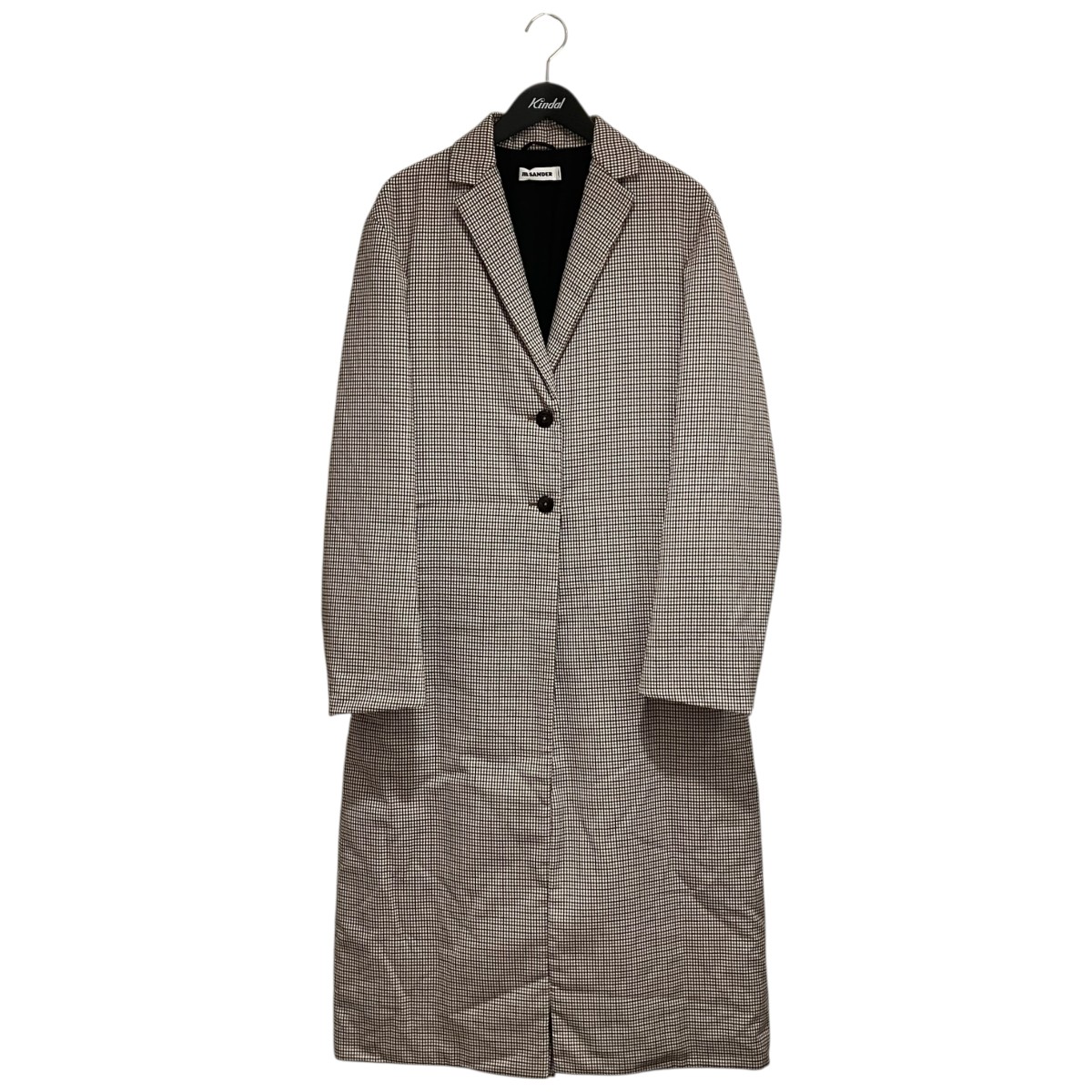 【中古】 JIL SANDER 中綿チェックチェスターコート JSWN435317 ブラウン サイズ：36 【価格見直し】