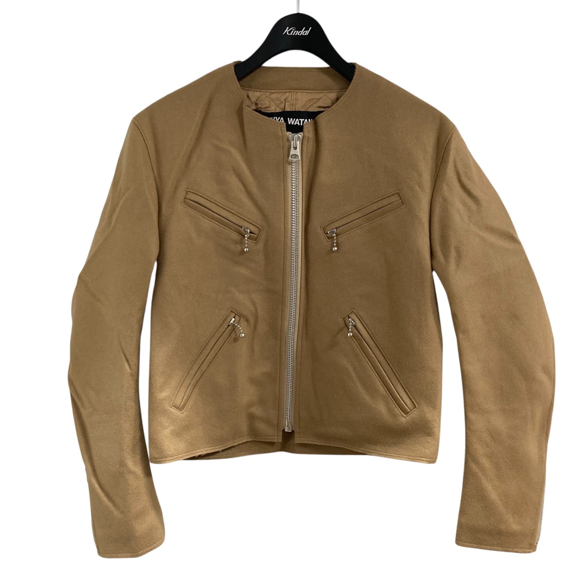 【中古】 JUNYA WATANABE ノーカラージップアップジャケット キャメル サイズ：XS 【価格見直し】
