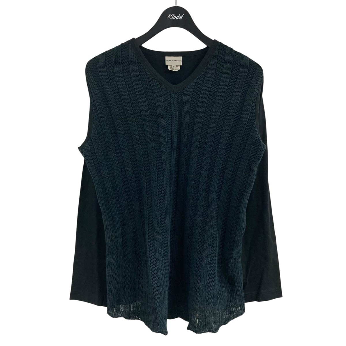 【中古】 DRIES VAN NOTEN Vネックニット切替カットソー ブラック サイズ：S 【価格見直し】