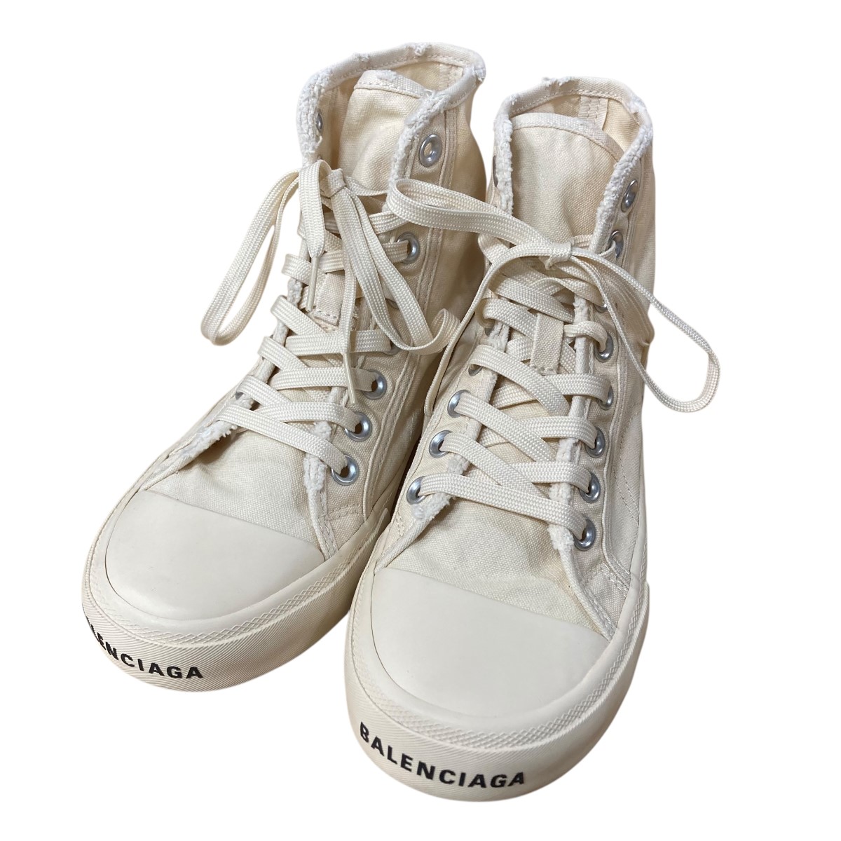 【中古】<br>BALENCIAGA<br>ハイカットスニーカー アイボリー サイズ：25.0cm<br>【価格見直し】