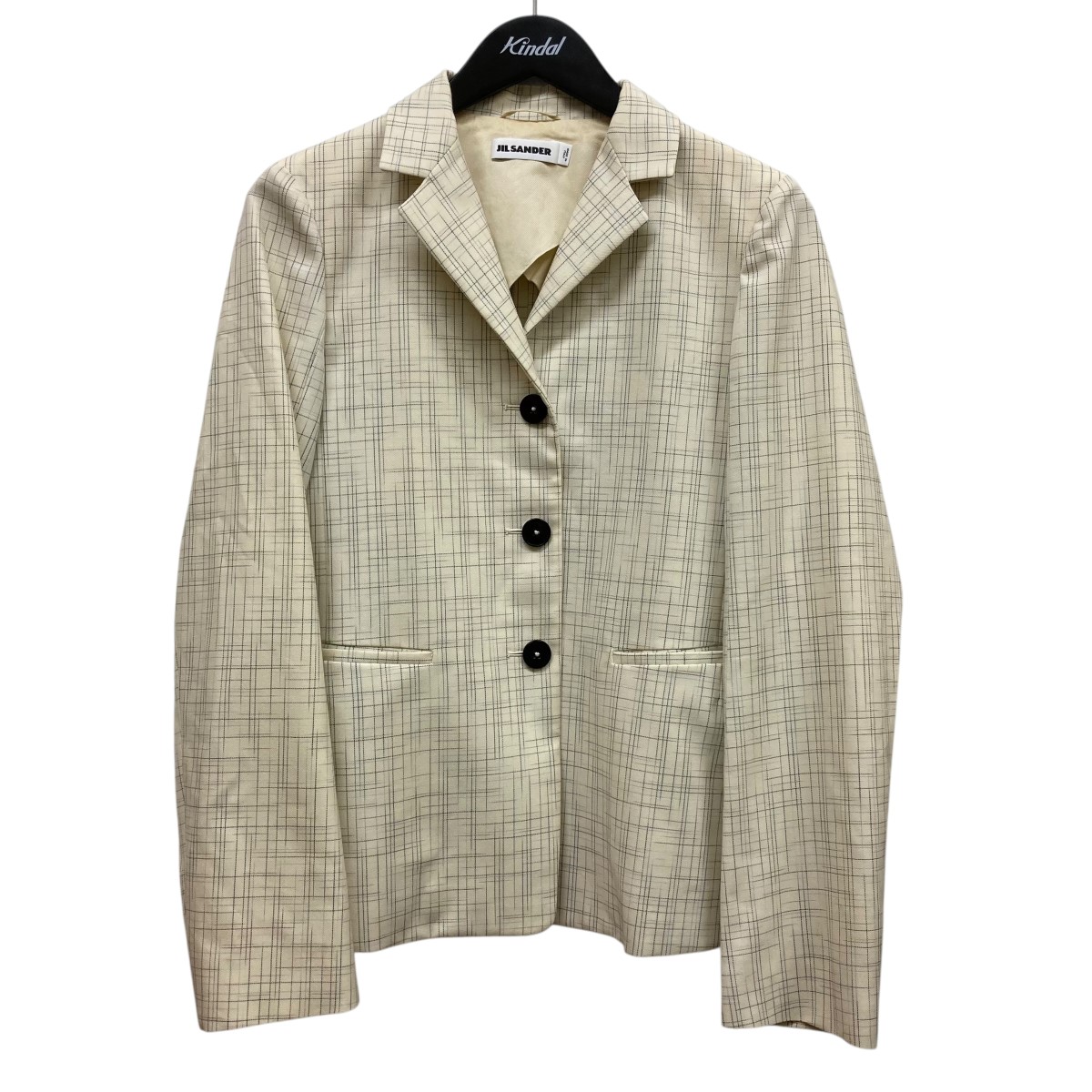【中古】 JIL SANDER ウィンドウペンチェックテーラードジャケット JSWN195122 アイボリー サイズ:32 【041125】(ジルサンダー)