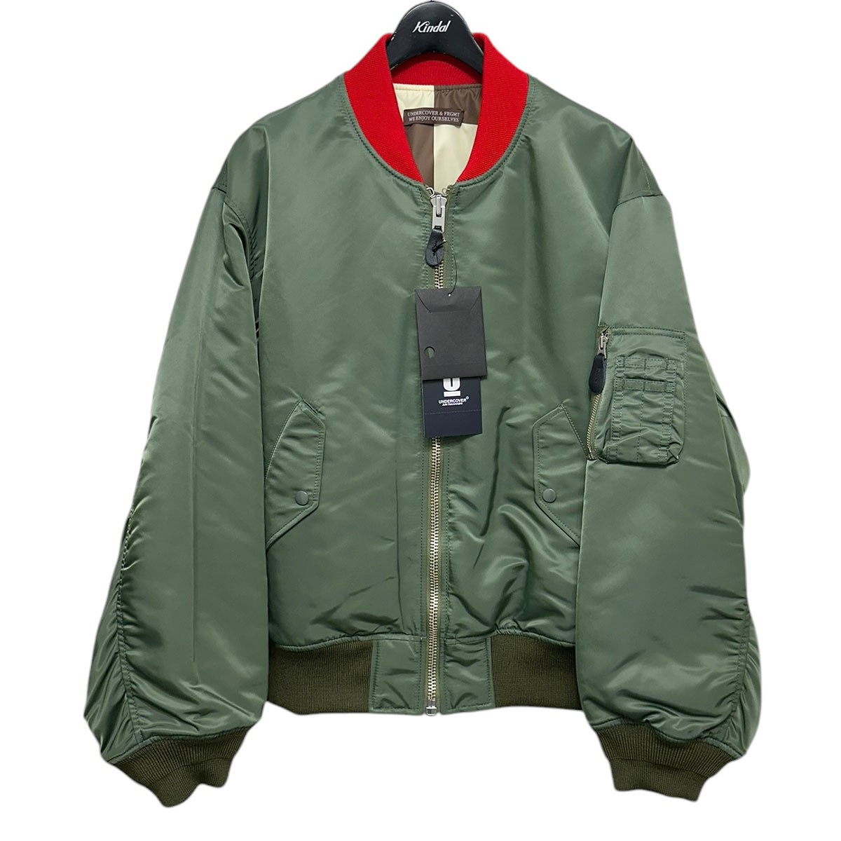 【中古】 UNDERCOVER×FRAGMENT DESIGN　 23AW Nyツイル裏チェッカーリバーシブルMA-1 UC2C9209-1 カーキ サイズ：3 【041125】（アンダーカバー×フラグメントデザイン）