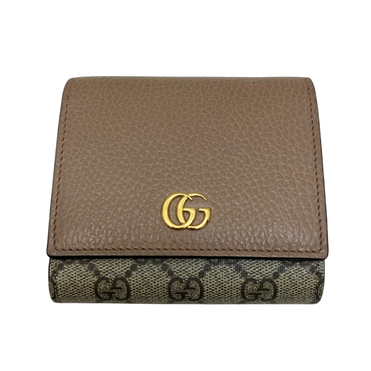 【中古】 GUCCI ダブルG バイカラー ミディアム ウォレット 財布 598587 ベージュ 【051125】(グッチ)