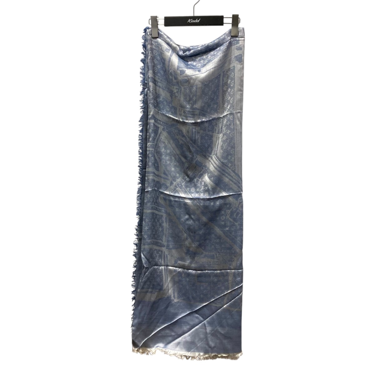 【中古】 LOUIS VUITTON ショールスチーマー カシミヤシルクフリンジストール MR0168 ブルー 【価格見直し】