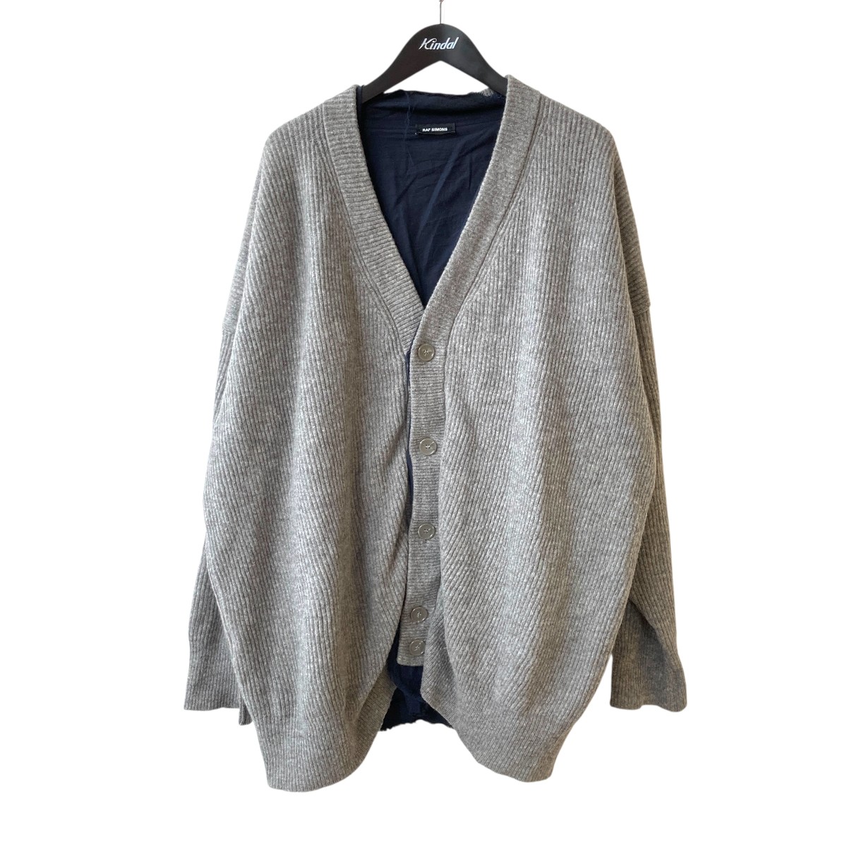 【中古】 RAF SIMONS 21AW レイヤード カーディガン 212-844 グレー×ネイビー サイズ：S 【価格見直し】