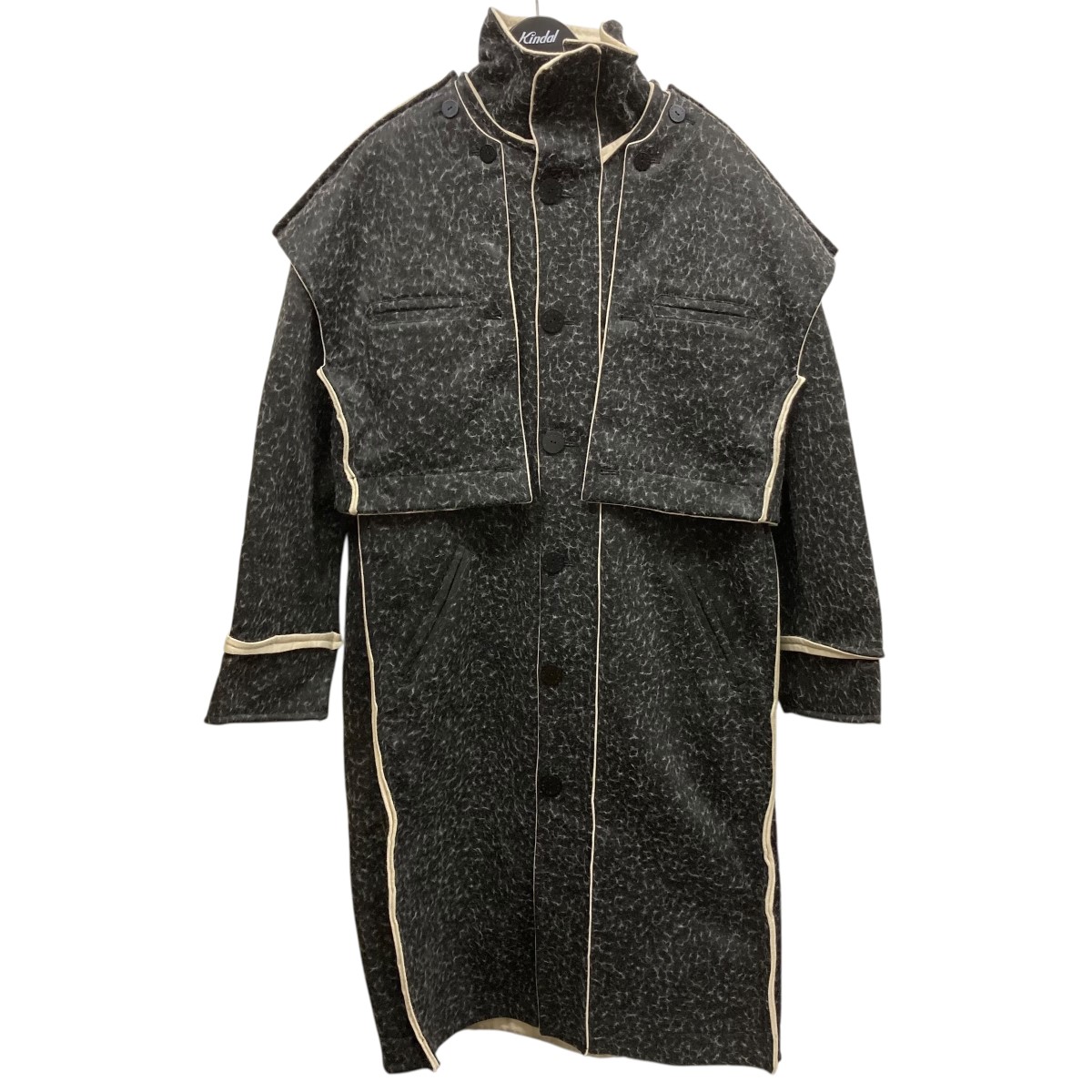 【中古】ECKHAUS LATTA 総柄パイピングロングコート 5027-EL-AW22-GM グレー サイズ：S 【030426】（エコーズ・ラッタ）